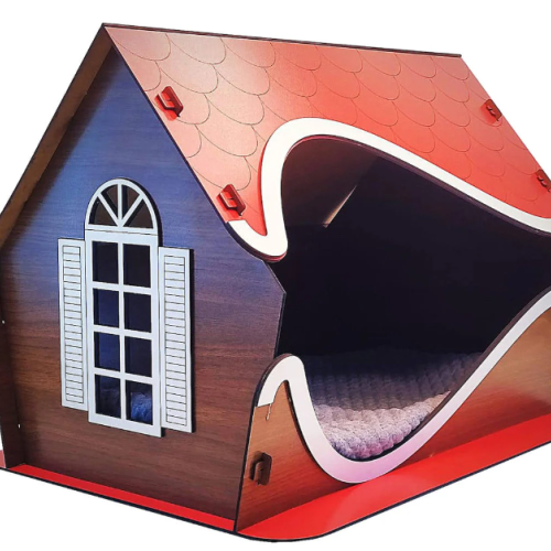 BTF-104 Kedi Evi ve Köpek Evi - 3mm Ahşap MDF - Portatif - Ev modeli